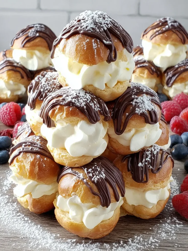 Chocolate-Dipped Cream Puff Tower First Image