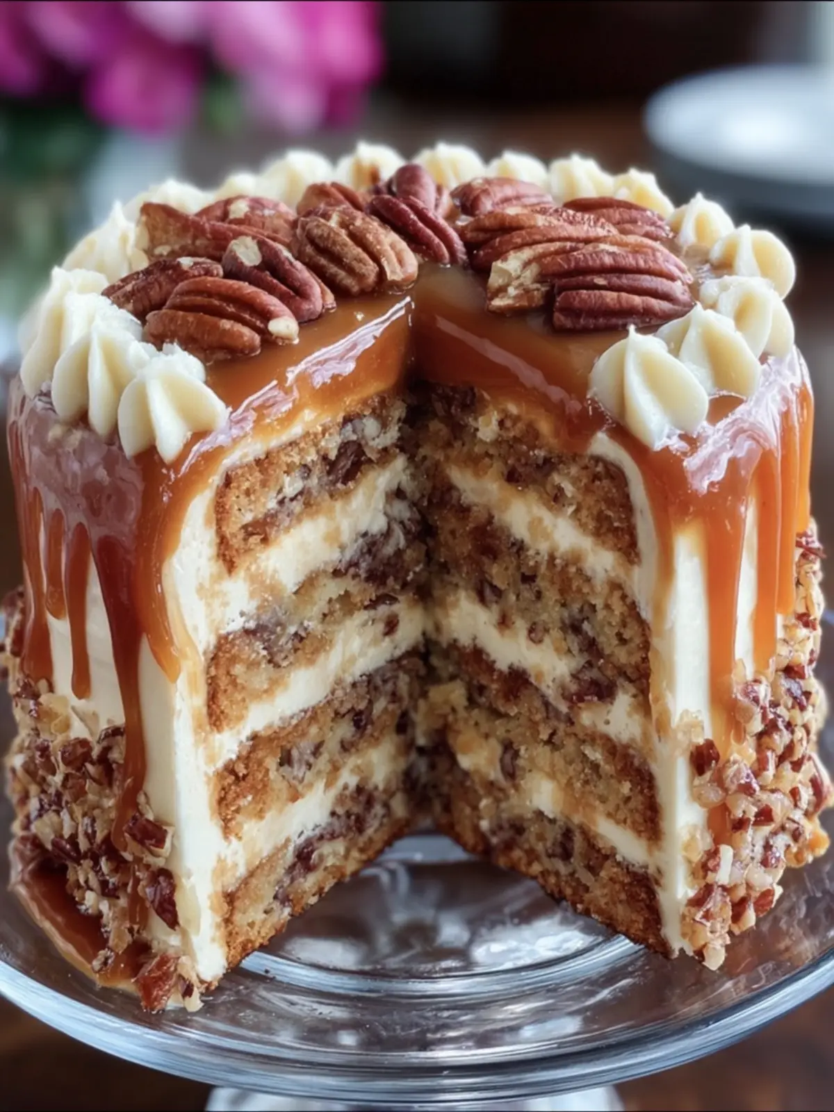 Caramel Pecan Layered Cake First Image