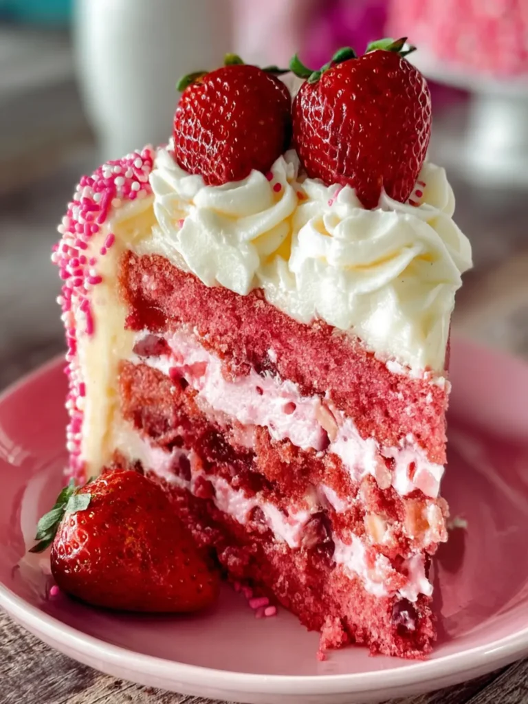 Pink Velvet Strawberry Cake First Image