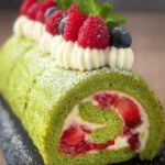 Vibrant Green Matcha Swiss Roll First Image