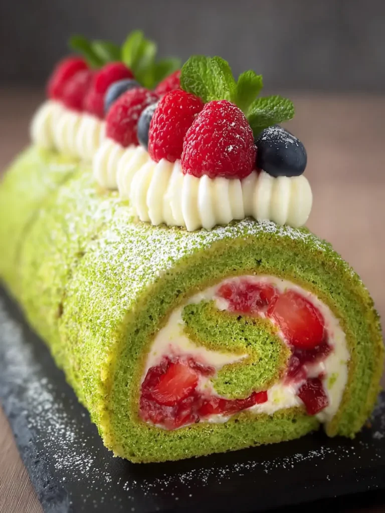 Vibrant Green Matcha Swiss Roll First Image