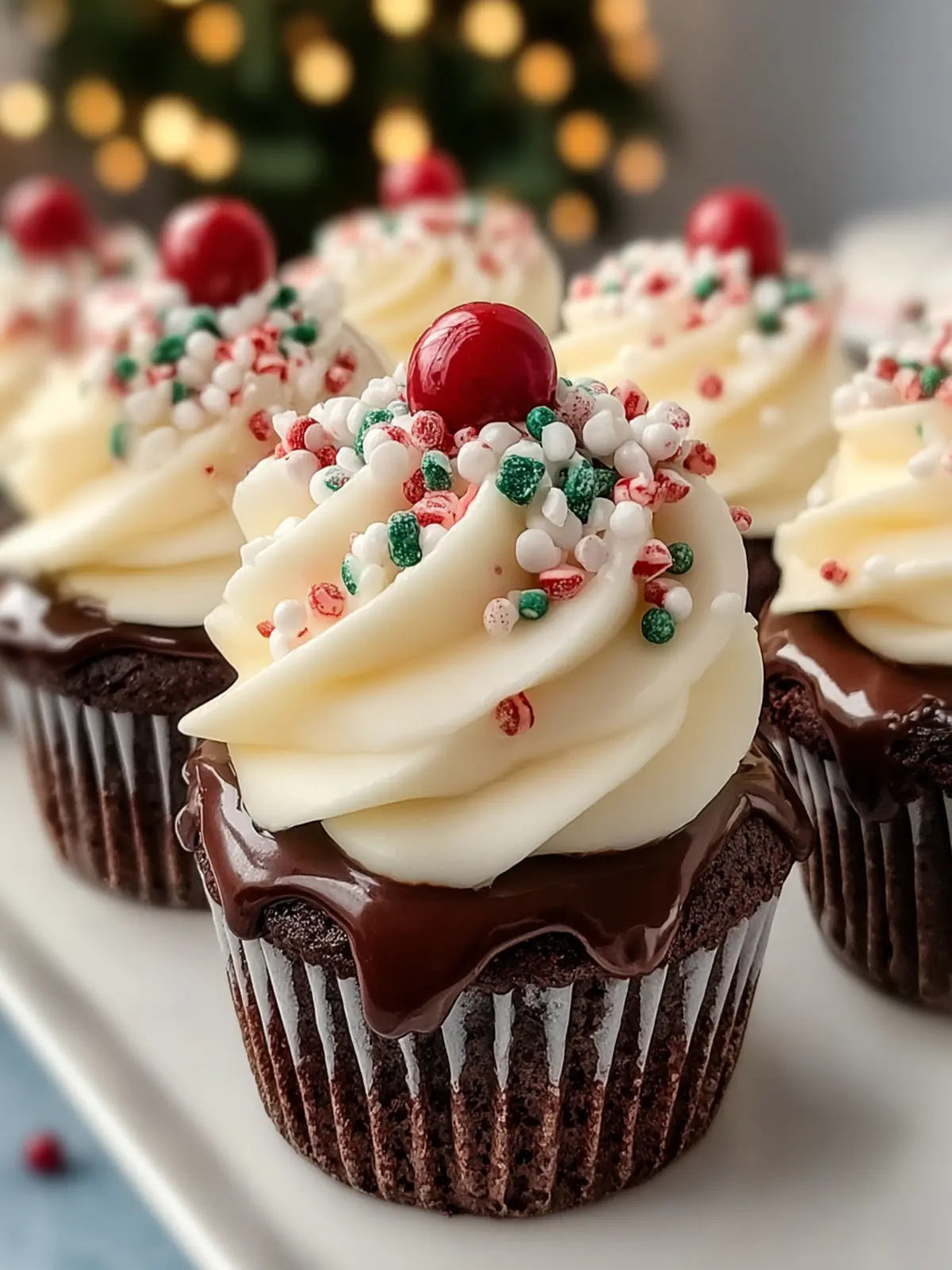 Festive Holiday Chocolate Cupcakes First Image
