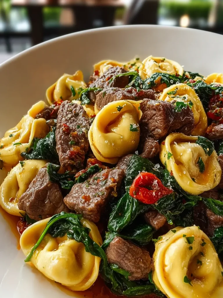 Garlic Butter Beef and Spinach Tortellini First Image