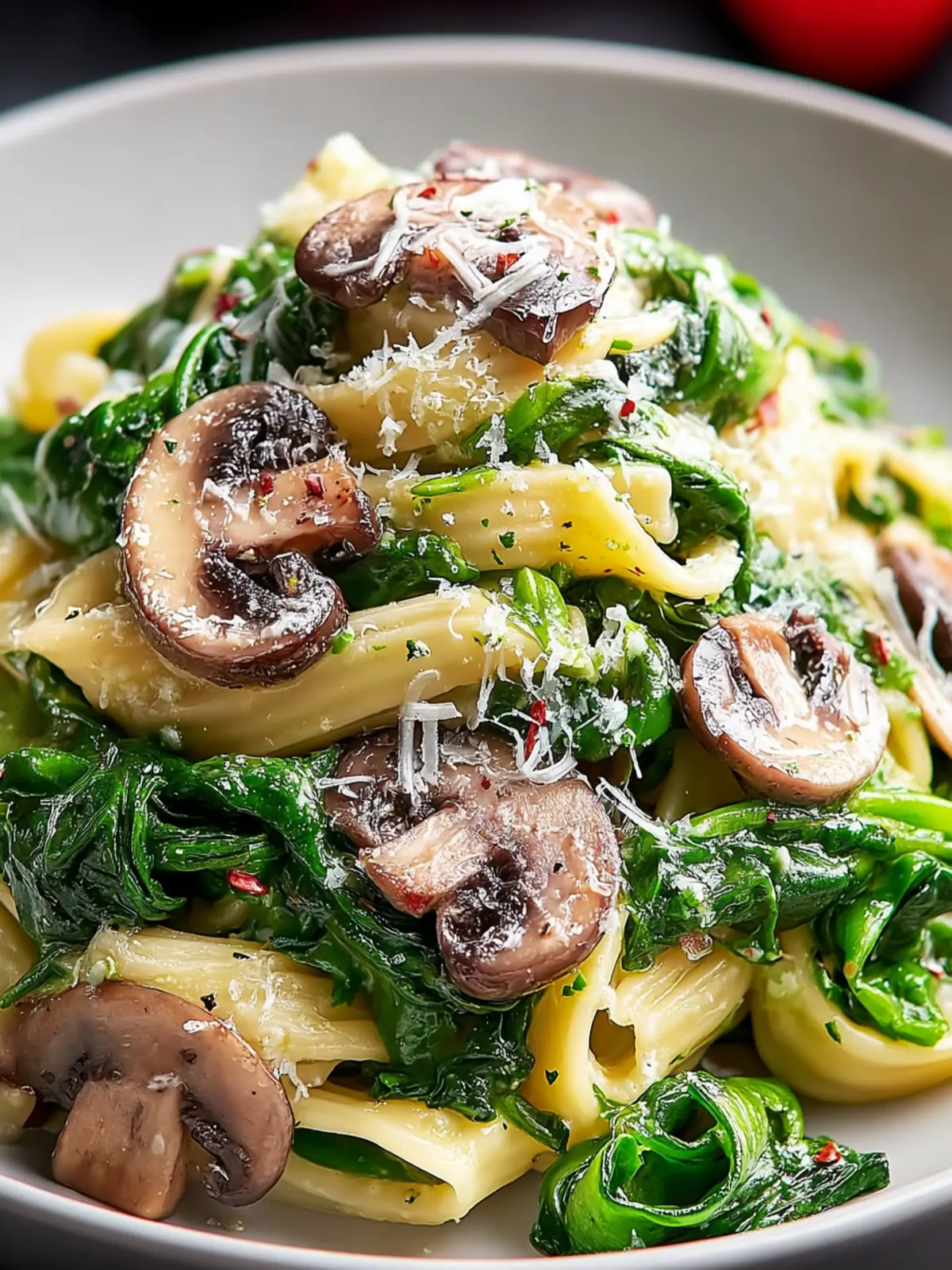 Irresistible Parmesan Spinach Mushroom Pasta Recipe First Image