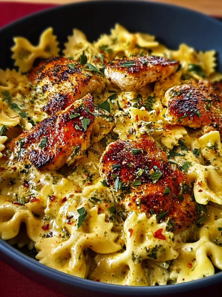 Mozzarella Garlic Butter Chicken Bowties in Cheesy Cream First Image
