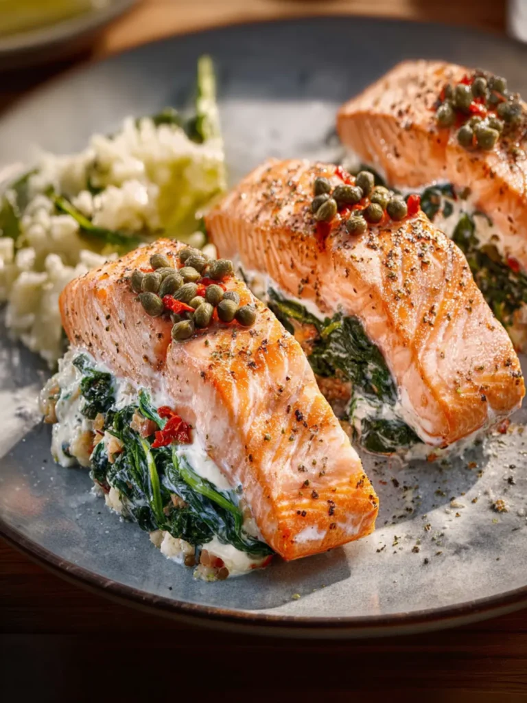 Stuffed Salmon with Spinach, Capers, and Greek Yogurt First Image