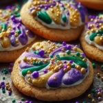 Mardi Gras King Cake Cookies with Creamy Sweet Surprise First Image