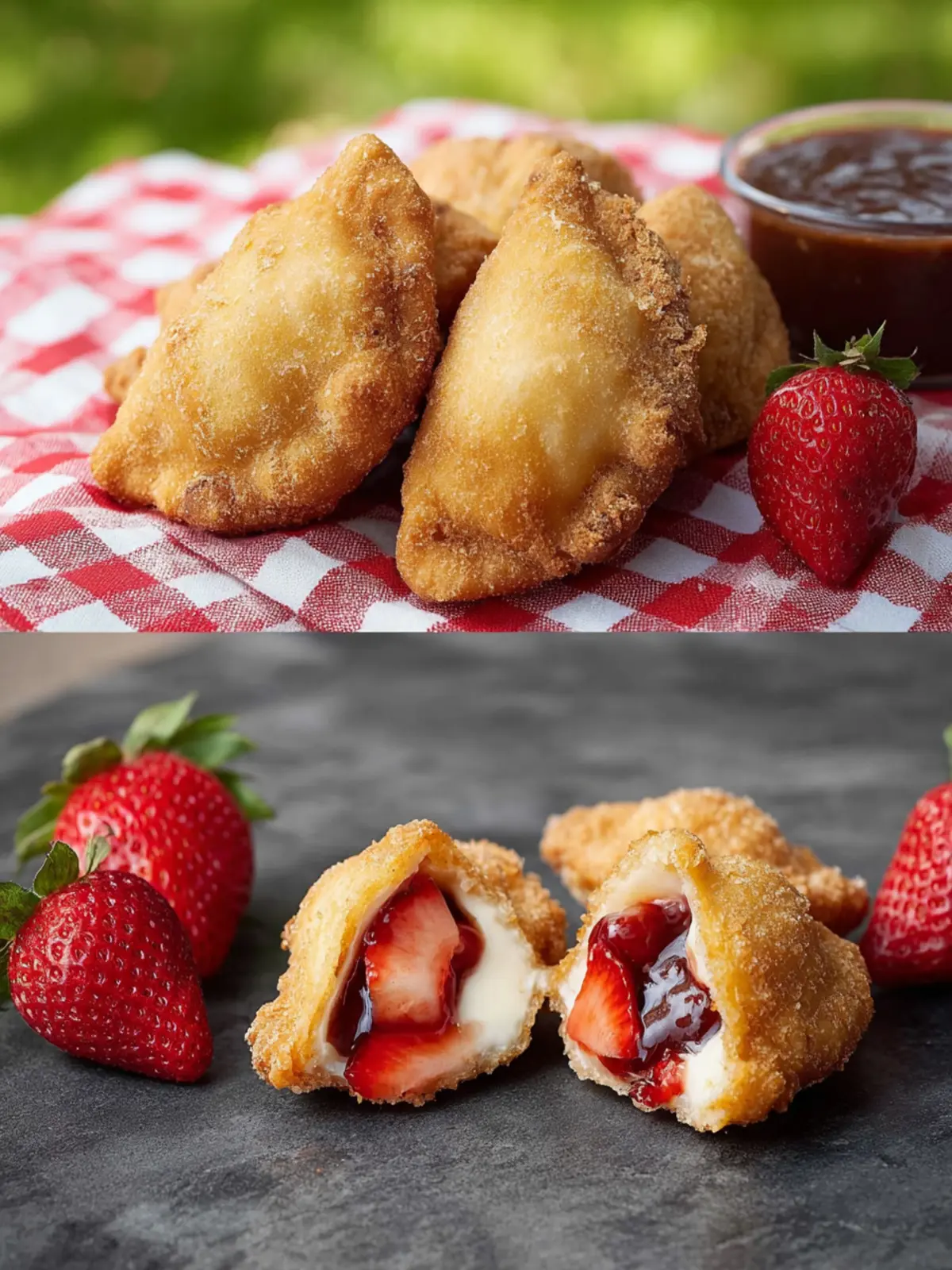 Easy Donut Recipe Fried: Deep-Fried Strawberry Cheesecake Pies First Image
