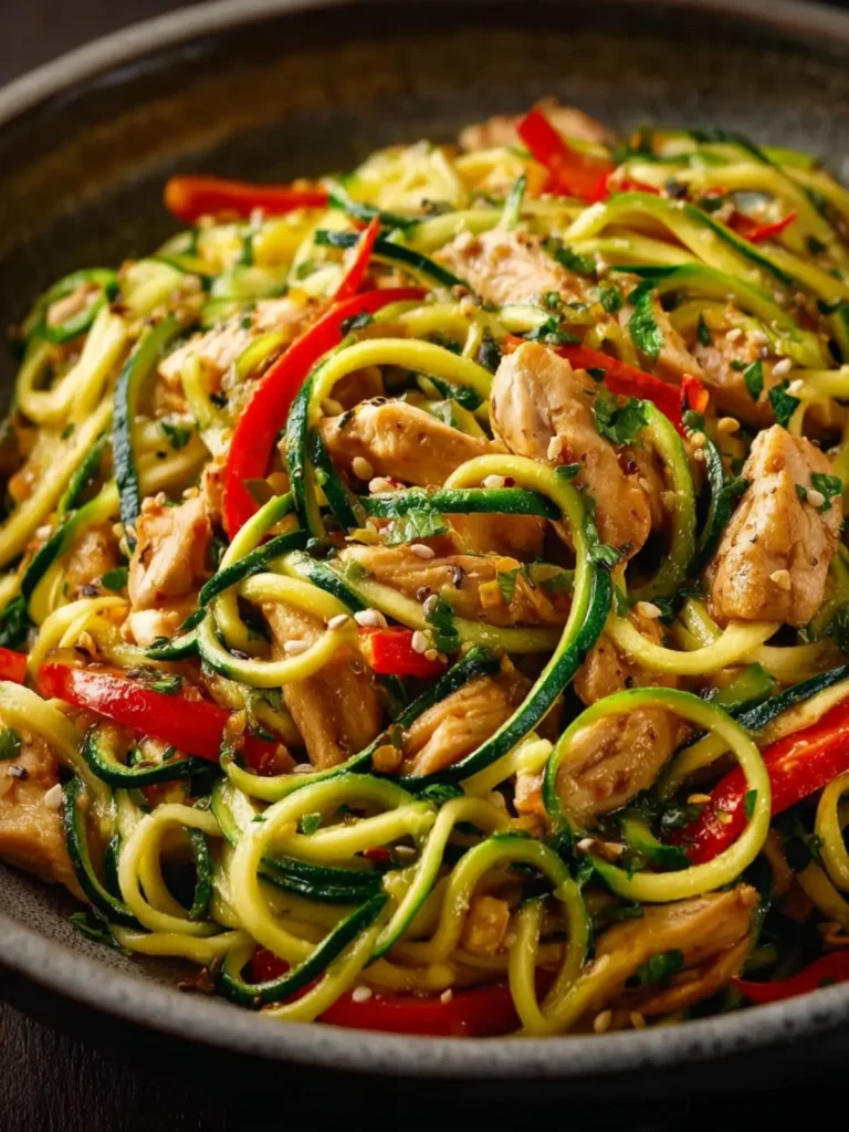 Garlic Chicken Zucchini Noodles Stir Fry First Image