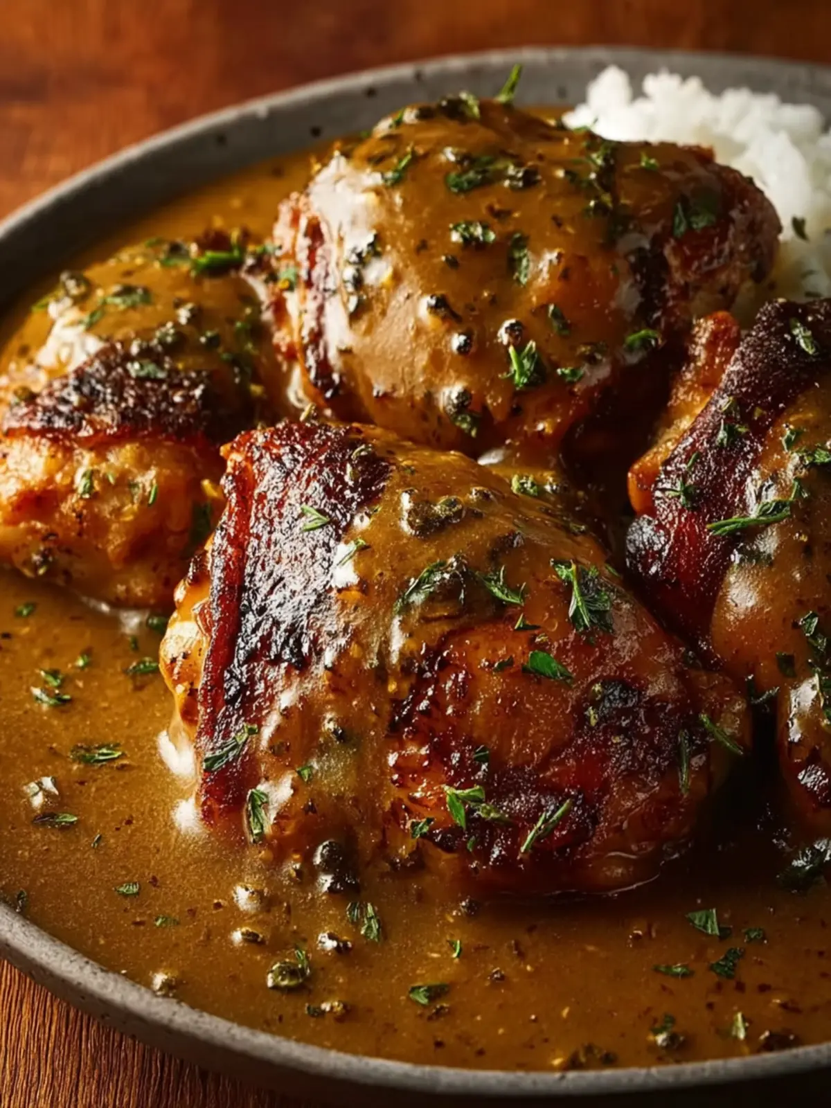 Smothered Chicken Thighs with Gravy First Image