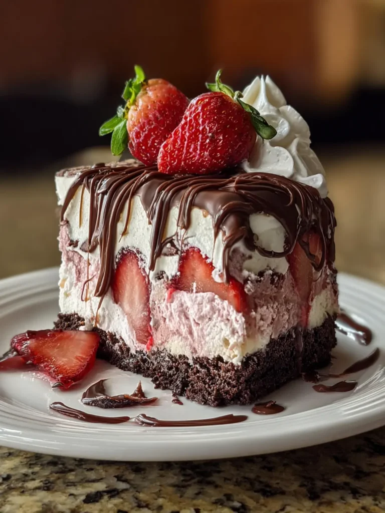 Chocolate Covered Strawberry Ice Cream Cake – Easy Dessert First Image