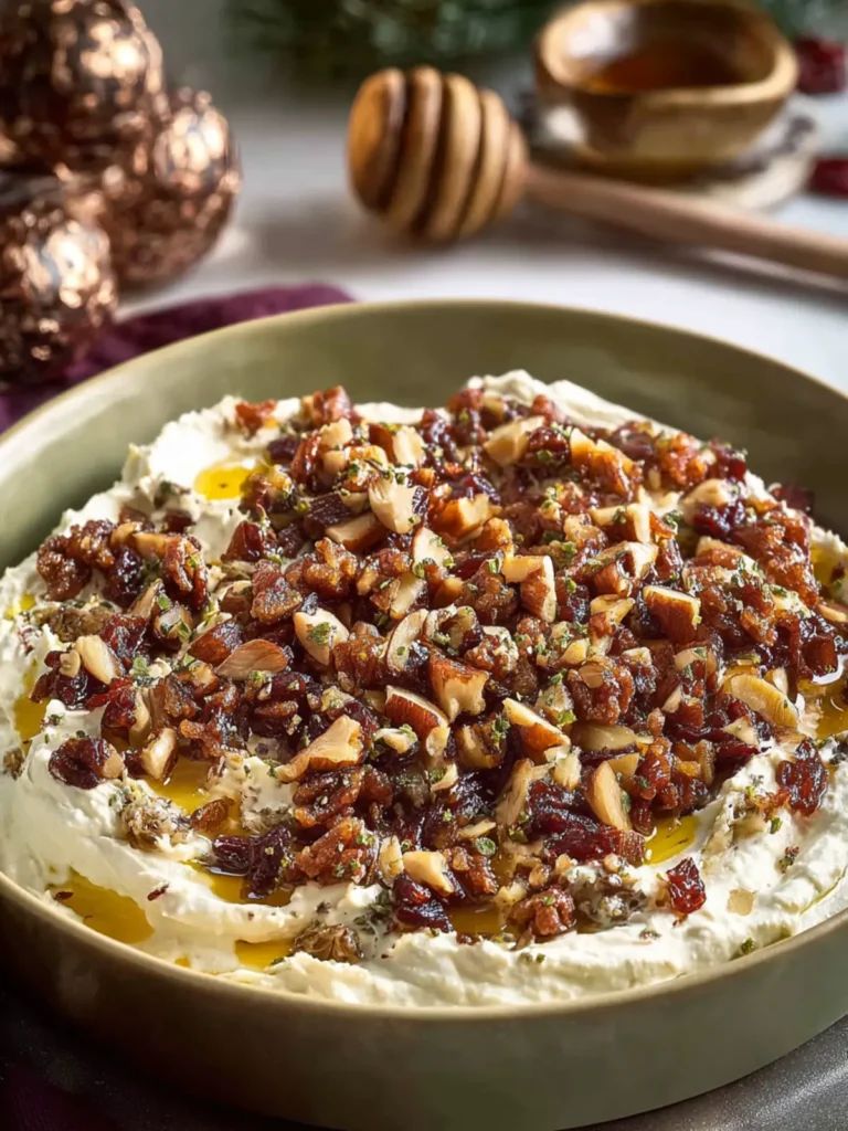 Whipped Goat Cheese Dip with Pecan Date Topping First Image